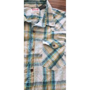 Wrangler Men's‎ Size XL Western Plaid Faux Metal Button Up Long Sleeve Shirt